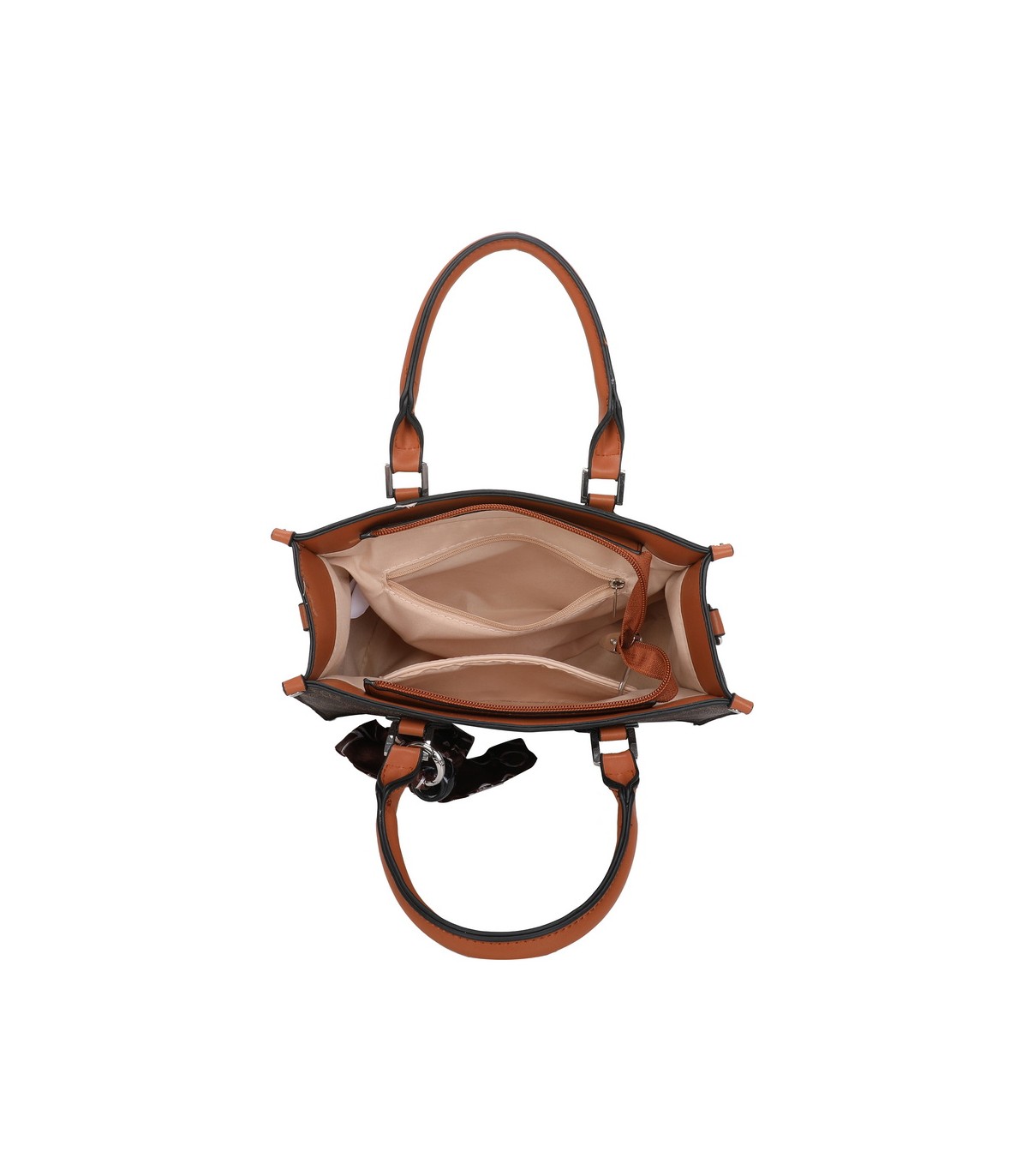 T11784 - Bolso con bandolera de mano y adorno de pañuelo