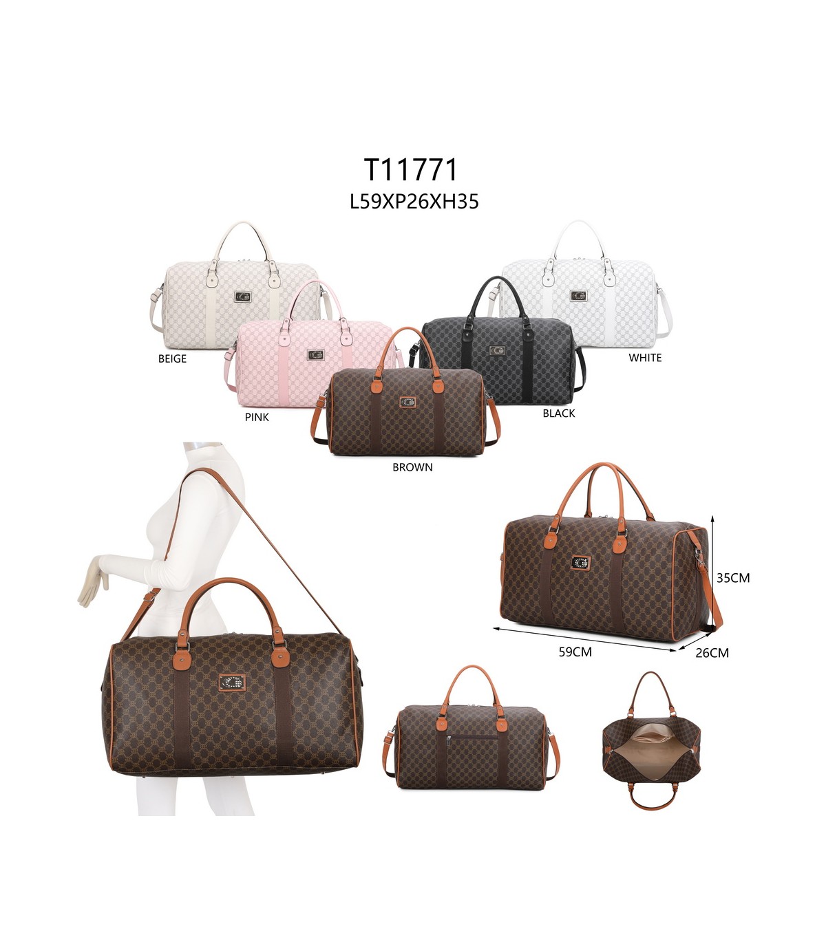 T11771 - Bolso bandolera estilo de deporte elegante con amplio fondo