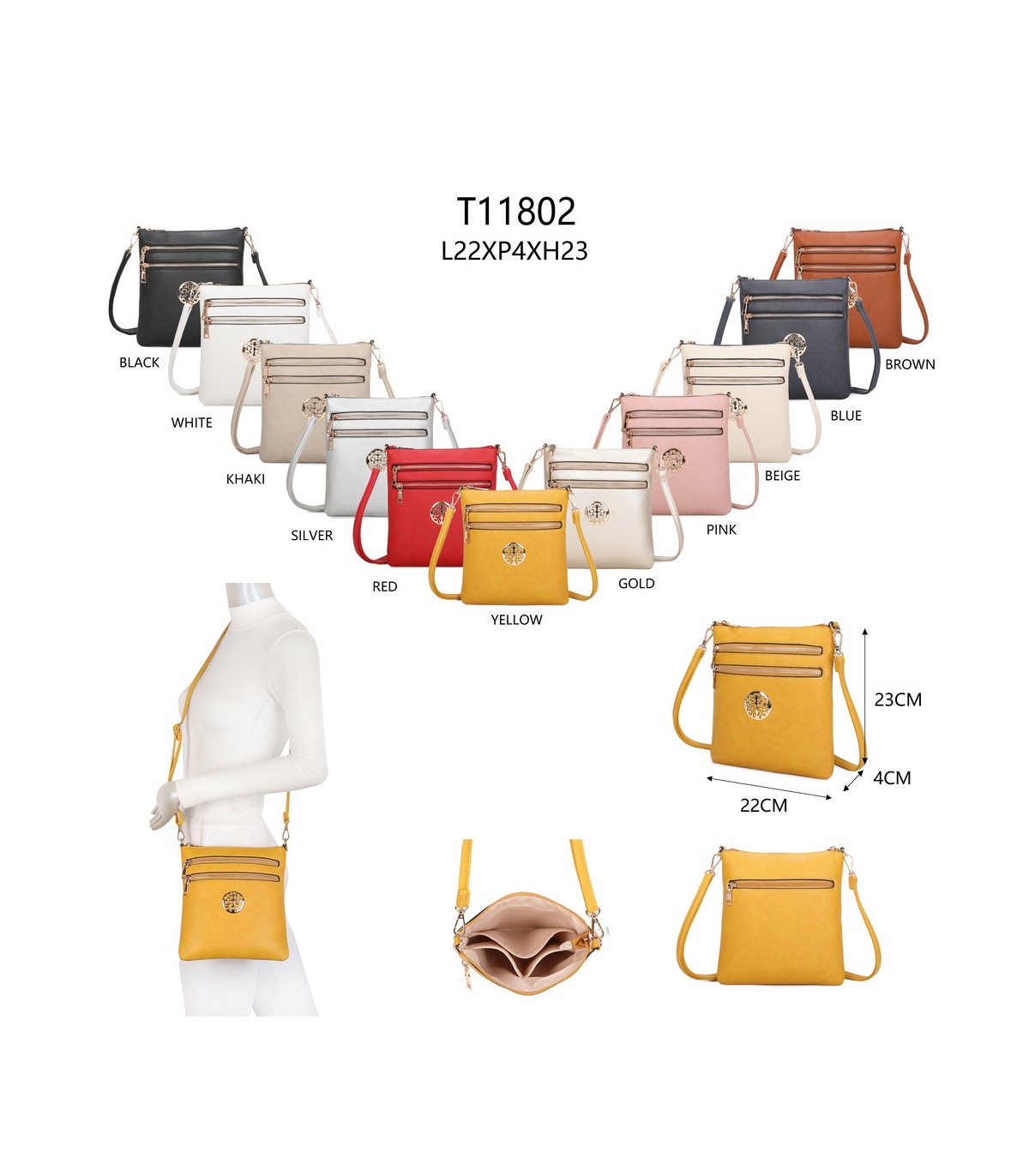 T11802 - Bandolera mini flor con emblema