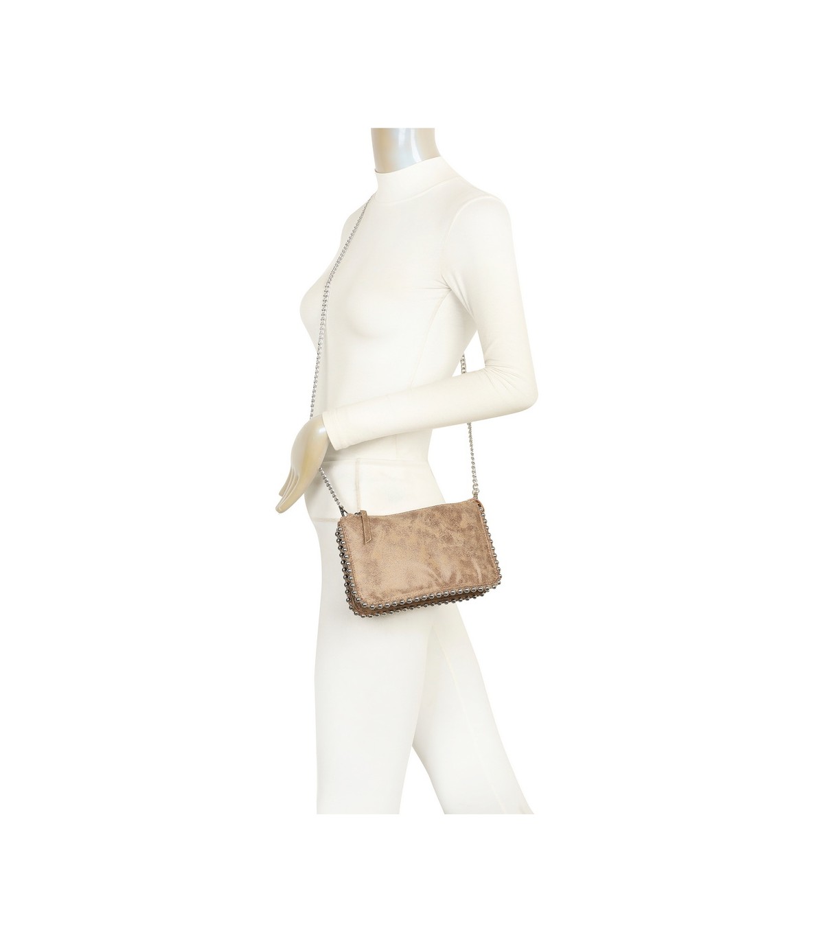 T11818 - Bolso de fiesta de colores brillantes con bandolera y adornos esféricos