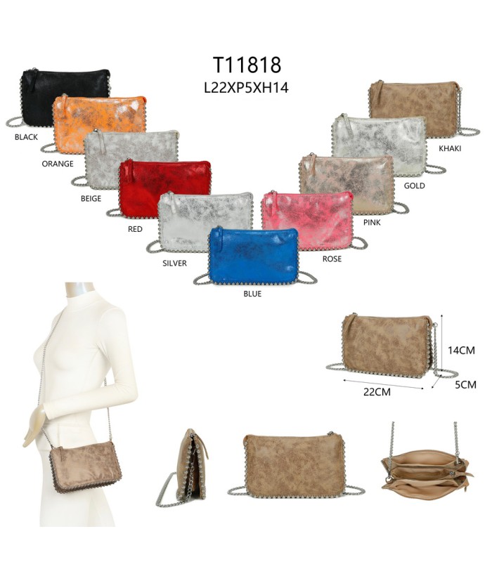 T11818 - Bolso de fiesta de colores brillantes con bandolera y adornos esféricos
