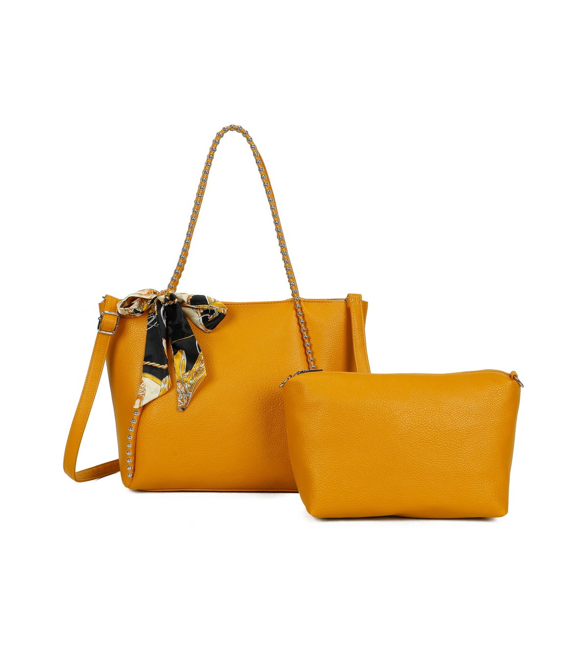 T11859 - Bolso con pañuelo y neceser amplio compartimento