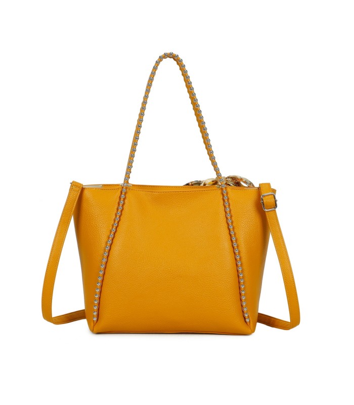 T11859 - Bolso con pañuelo y neceser amplio compartimento