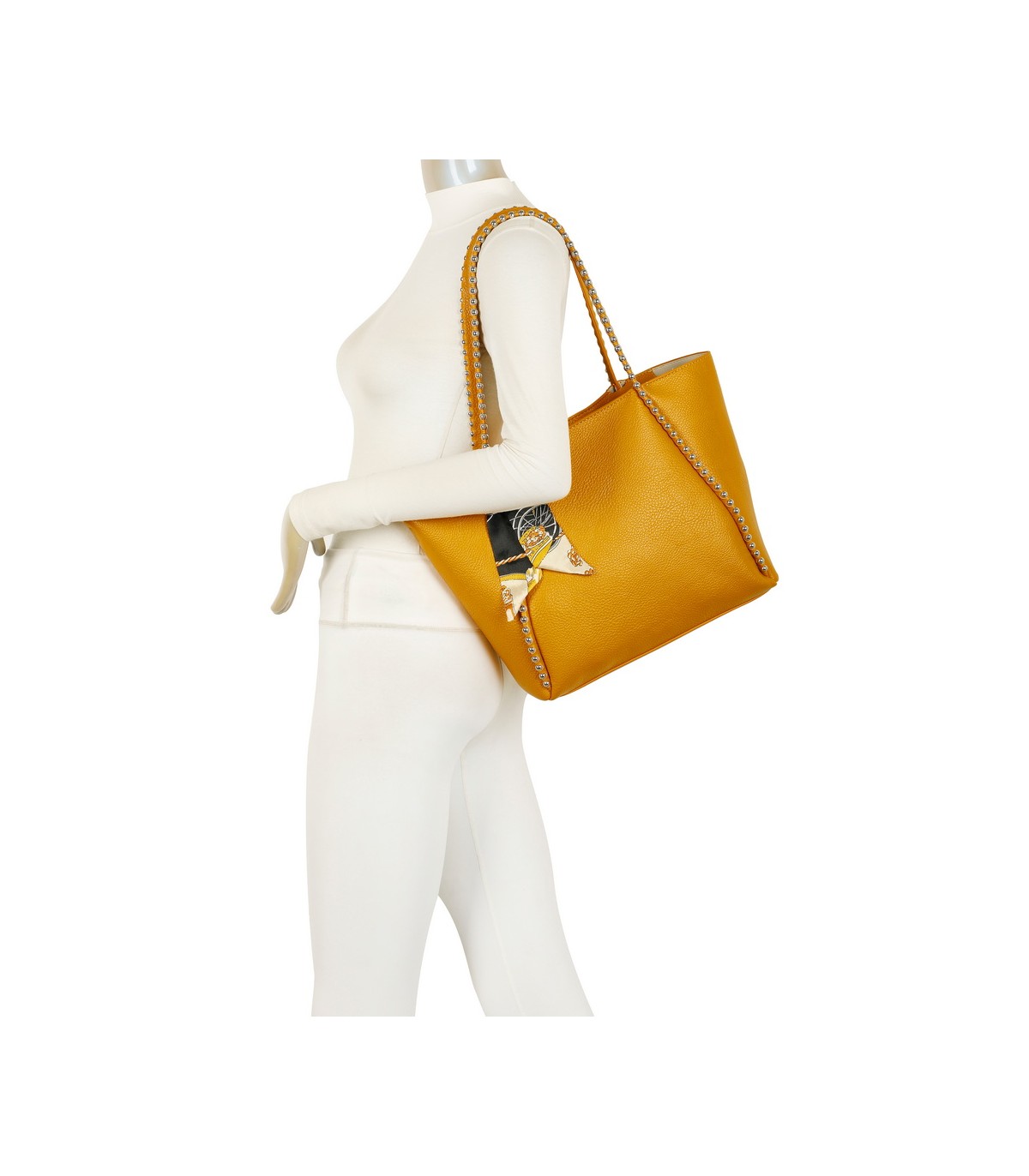 T11859 - Bolso con pañuelo y neceser amplio compartimento
