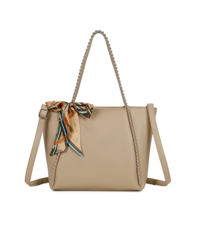 T11859 - Bolso con pañuelo y neceser amplio compartimento