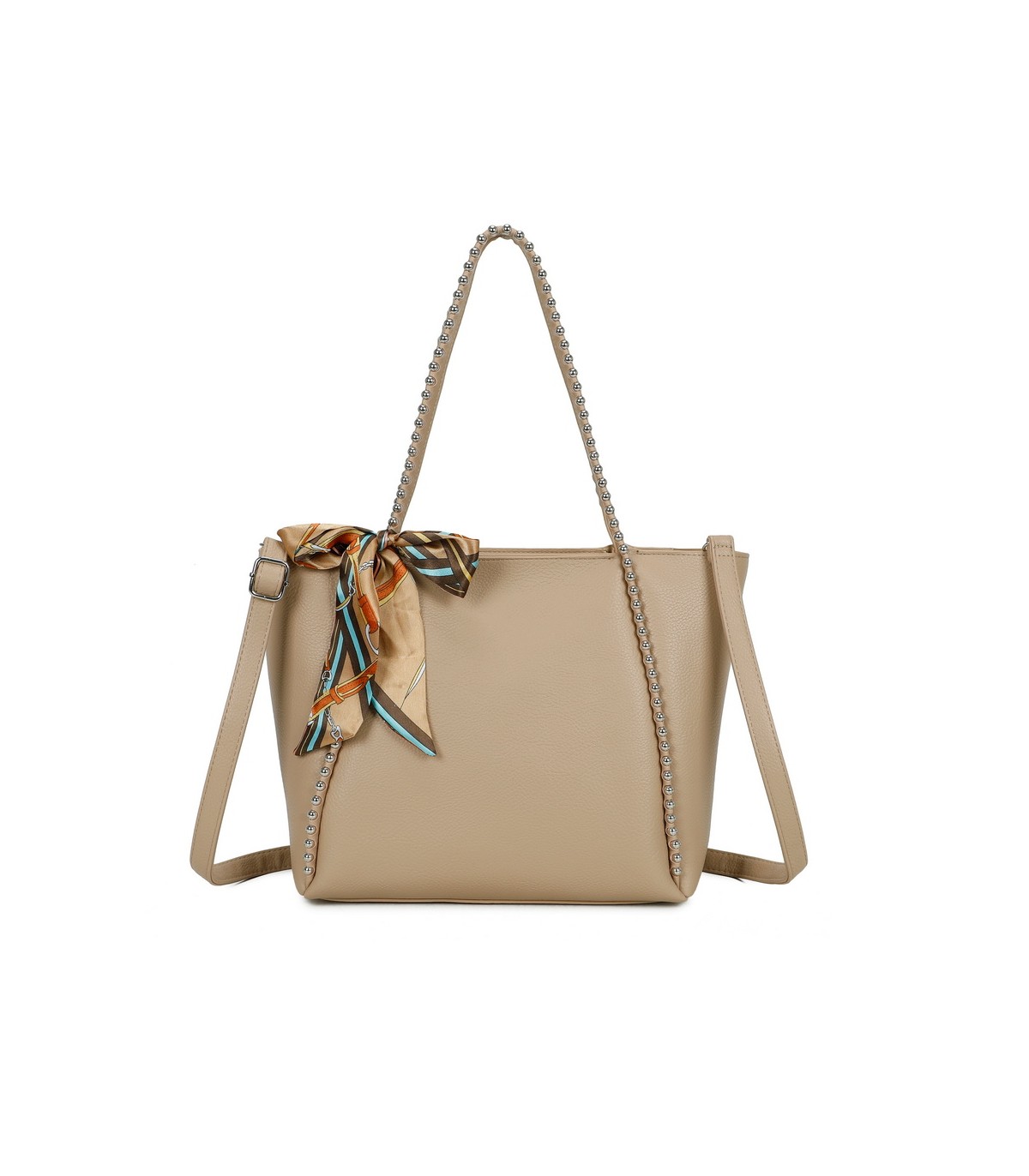 T11859 - Bolso con pañuelo y neceser amplio compartimento
