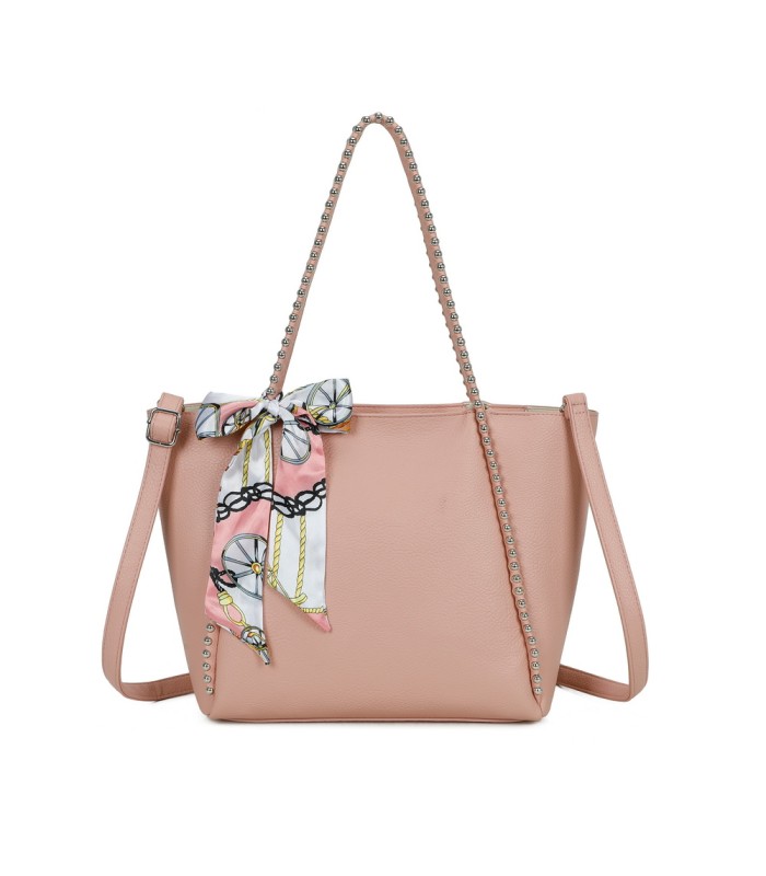 T11859 - Bolso con pañuelo y neceser amplio compartimento