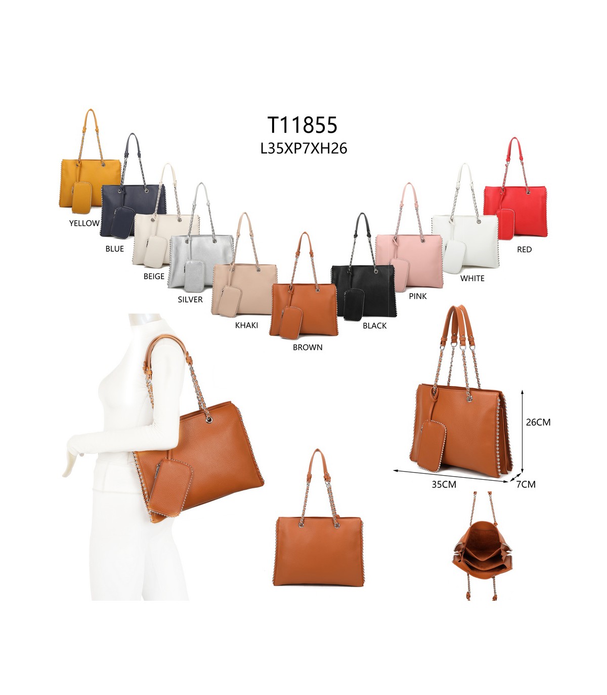 T11855 - Bolso de hombro con monedero exterior