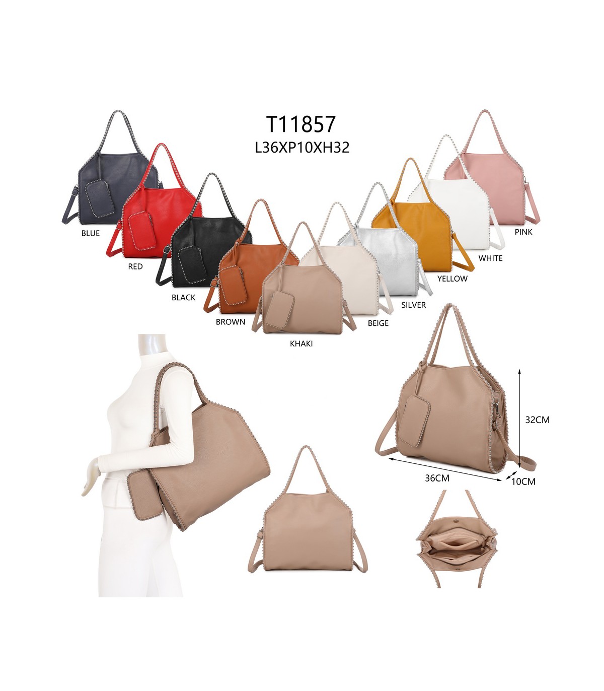 T11857 - Bolso de hombro con bandolera y monedero