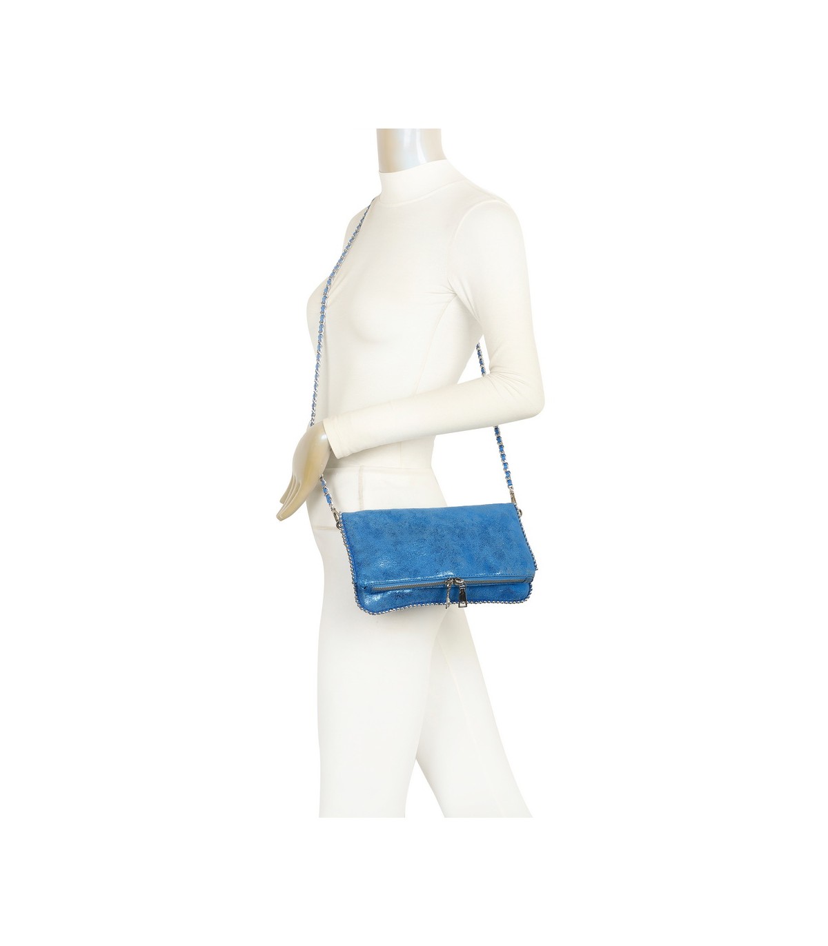 T11820 - Bolso bandolera de aspecto metálico y jaspeado