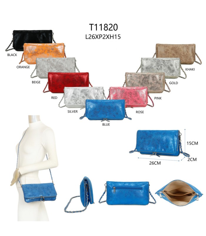 T11820 - Bolso bandolera de aspecto metálico y jaspeado
