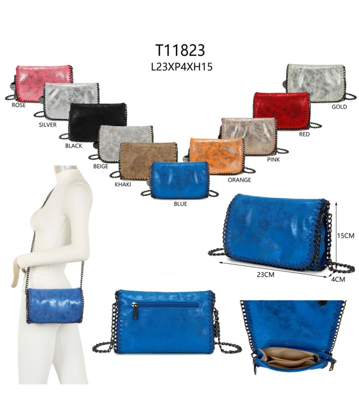 T11823 - Bolso de fiesta metálico con textura mármol