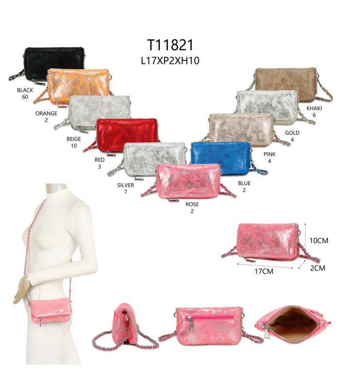 T11821 - Bolso de fiesta jaspeado con tonos metálicos