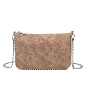 T11819 - Bolso de fiesta con bandolera y cuentas plateadas