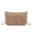 T11819 - Bolso de fiesta con bandolera y cuentas plateadas