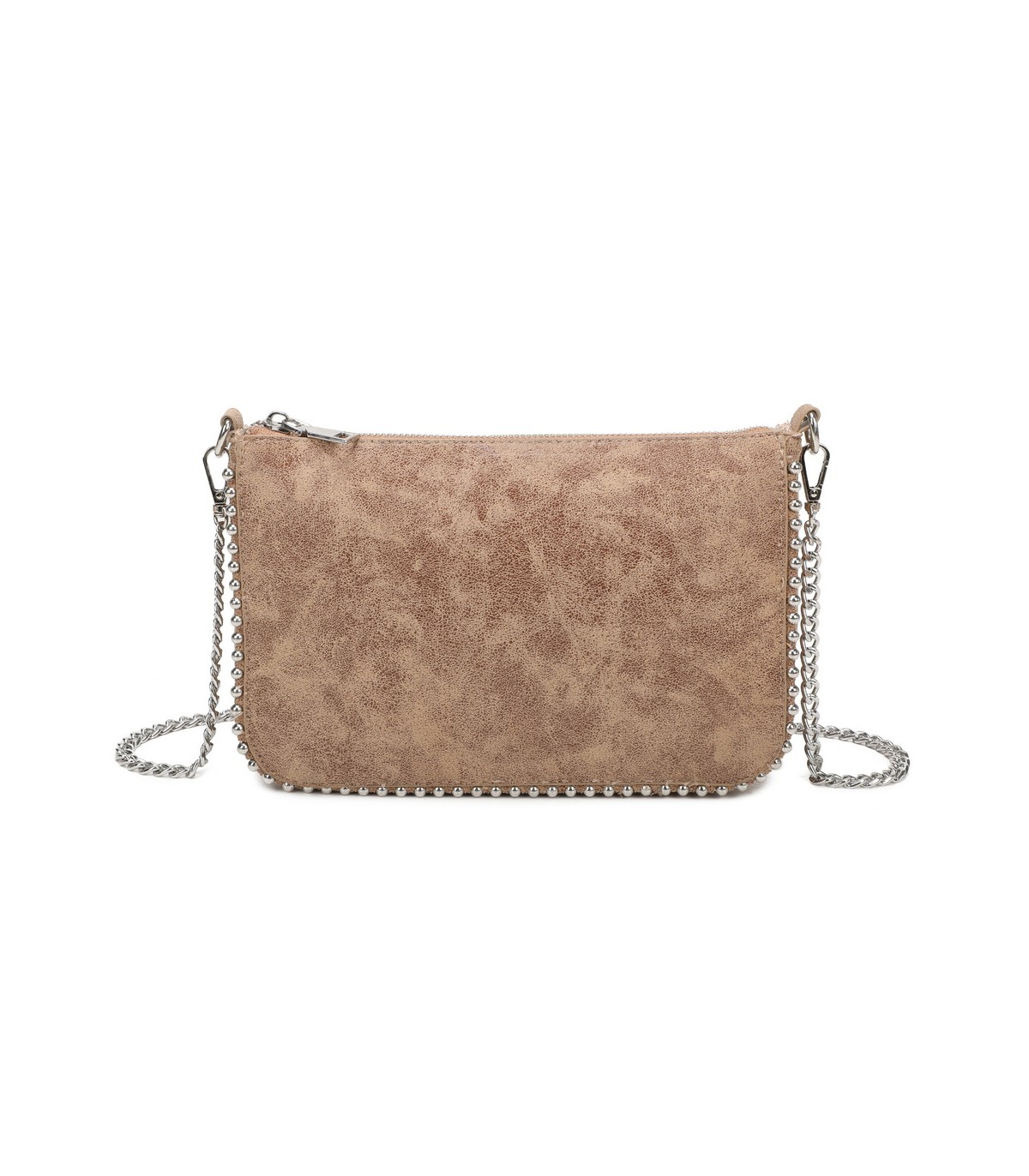 T11819 - Bolso de fiesta con bandolera y cuentas plateadas