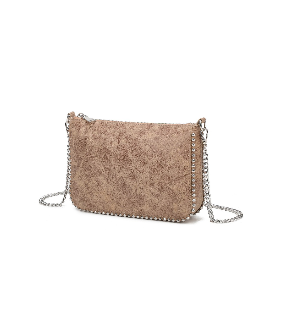 T11819 - Bolso de fiesta con bandolera y cuentas plateadas