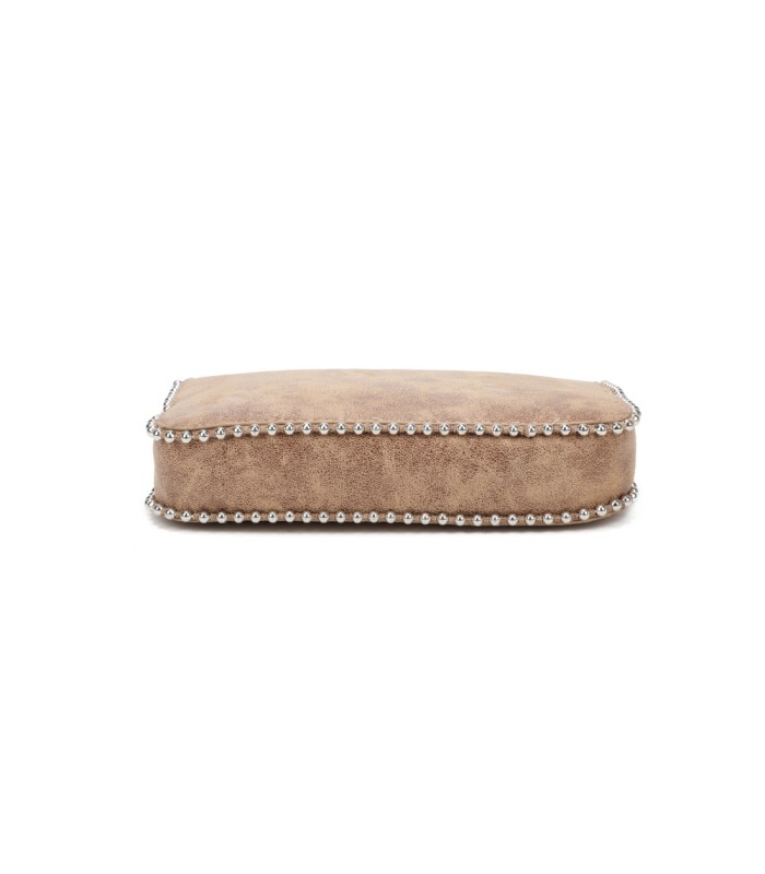 T11819 - Bolso de fiesta con bandolera y cuentas plateadas