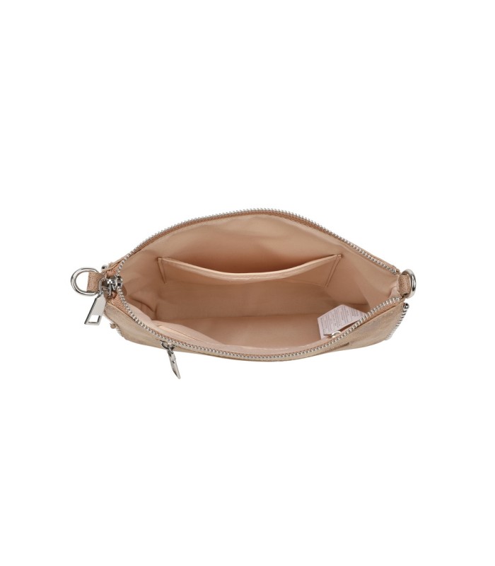 T11819 - Bolso de fiesta con bandolera y cuentas plateadas