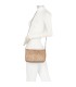 T11819 - Bolso de fiesta con bandolera y cuentas plateadas