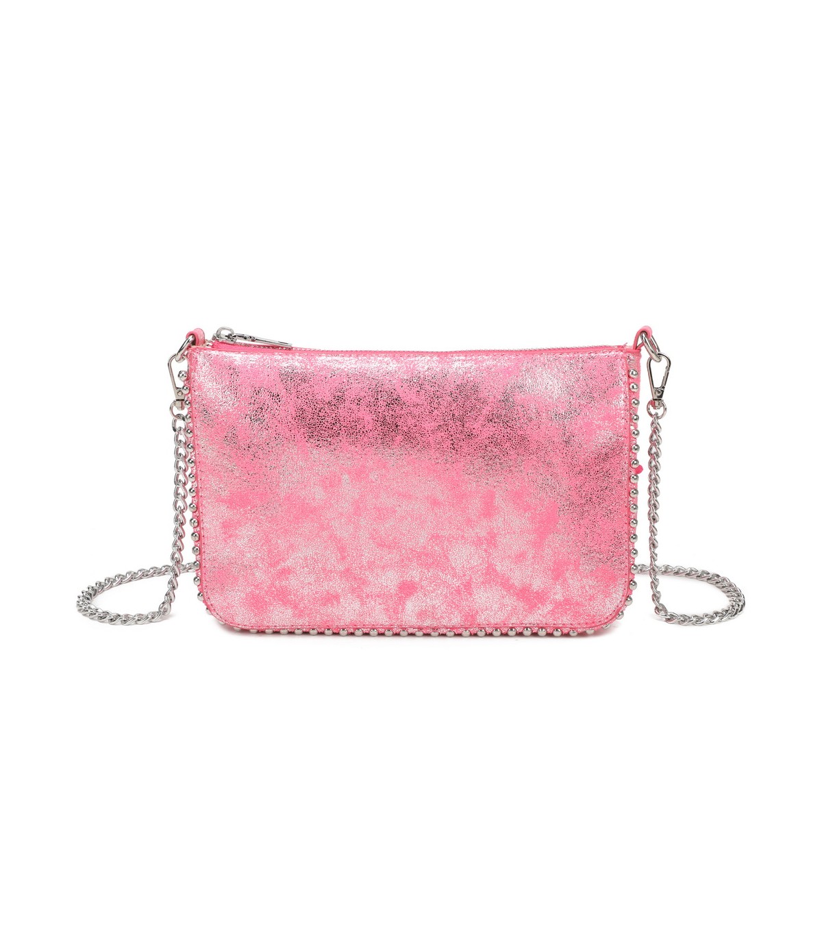 T11819 - Bolso de fiesta con bandolera y cuentas plateadas