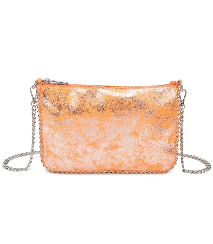 T11819 - Bolso de fiesta con bandolera y cuentas plateadas