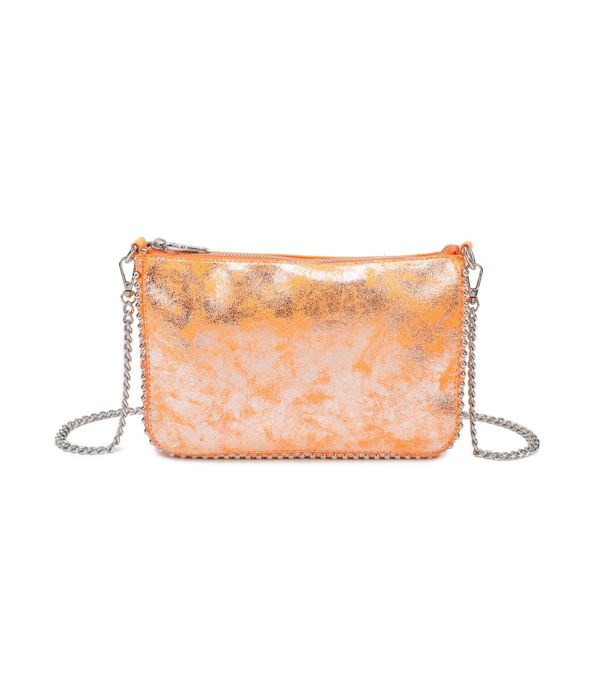 T11819 - Bolso de fiesta con bandolera y cuentas plateadas