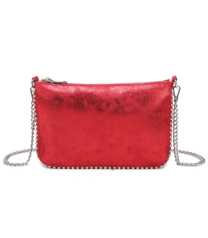 T11819 - Bolso de fiesta con bandolera y cuentas plateadas
