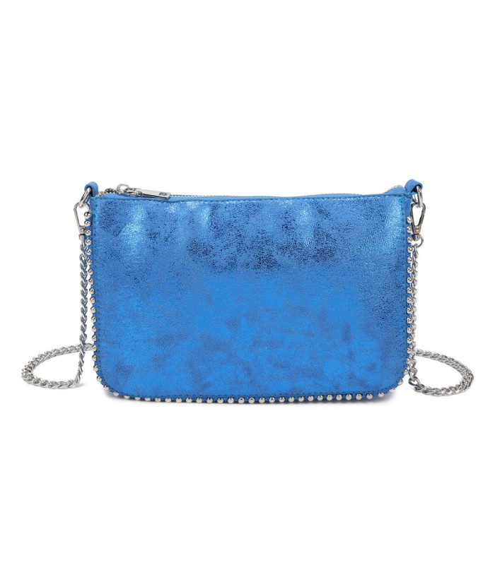 T11819 - Bolso de fiesta con bandolera y cuentas plateadas