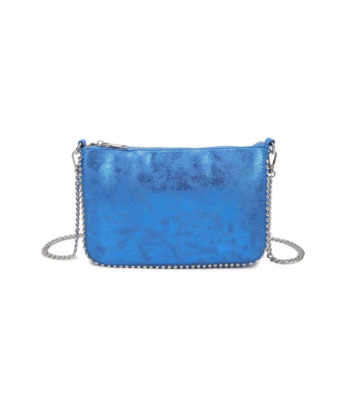 T11819 - Bolso de fiesta con bandolera y cuentas plateadas
