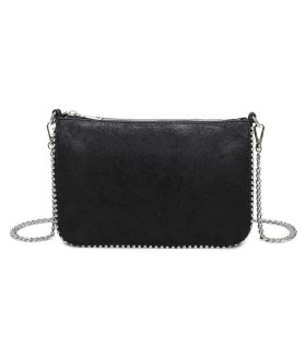 T11819 - Bolso de fiesta con bandolera y cuentas plateadas