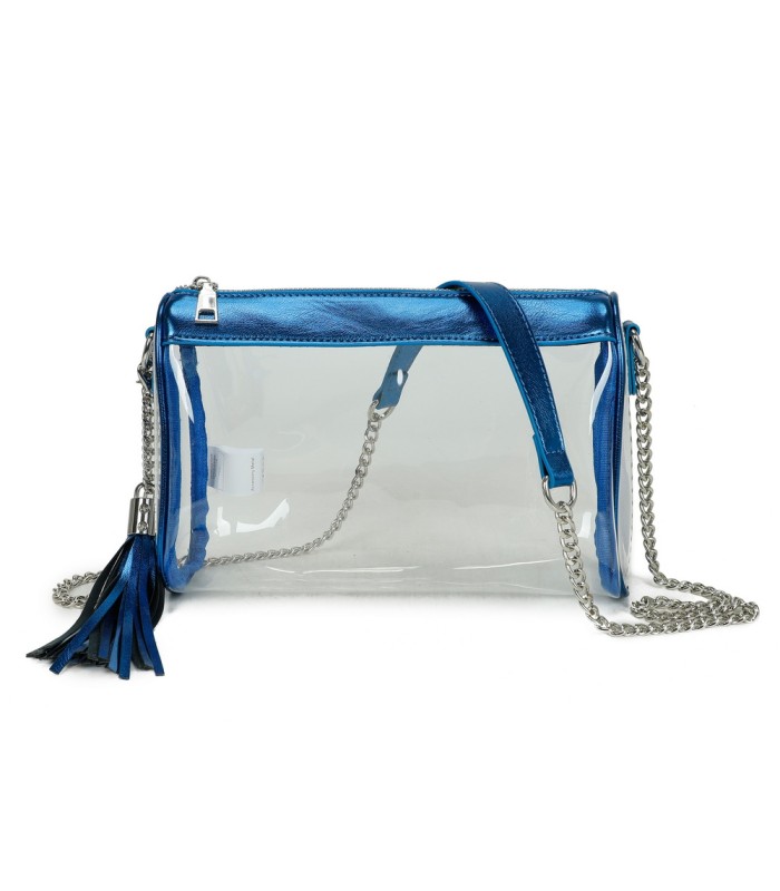 T11831 - Bolso transparente con borla y bandolera
