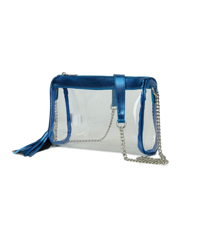 T11831 - Bolso transparente con borla y bandolera