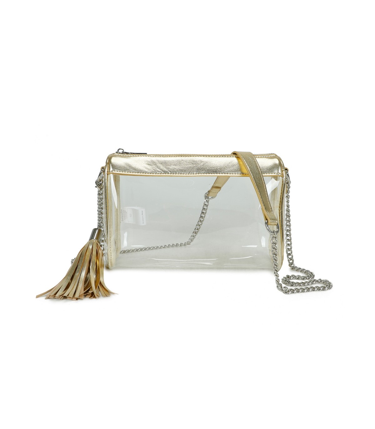 T11831 - Bolso transparente con borla y bandolera