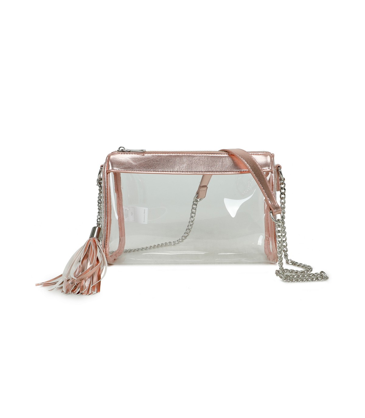 T11831 - Bolso transparente con borla y bandolera