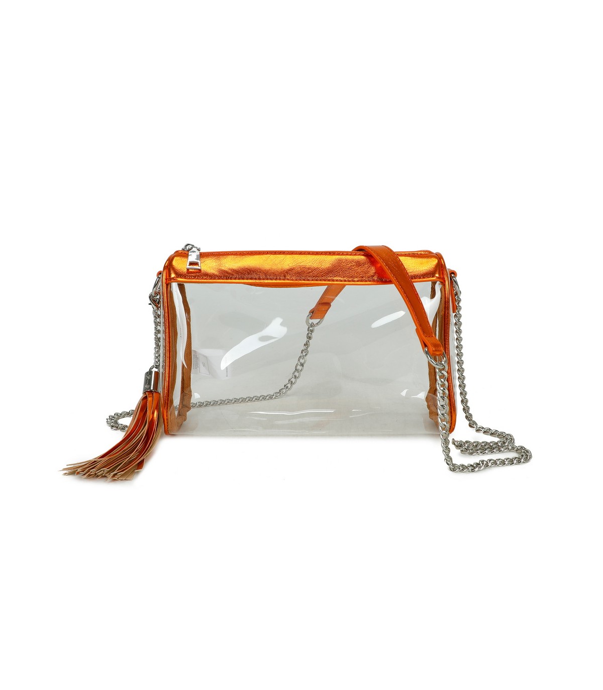 T11831 - Bolso transparente con borla y bandolera