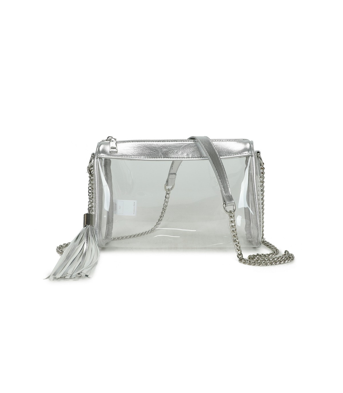 T11831 - Bolso transparente con borla y bandolera