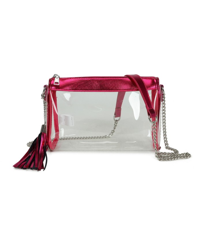 T11831 - Bolso transparente con borla y bandolera