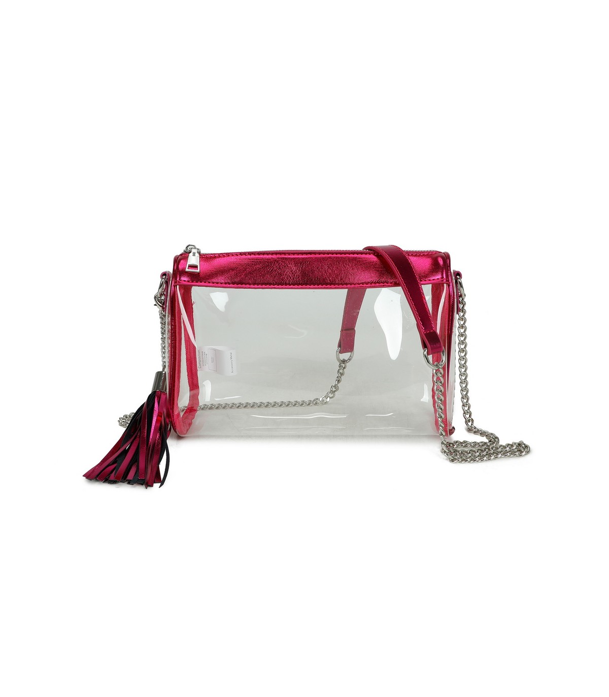T11831 - Bolso transparente con borla y bandolera