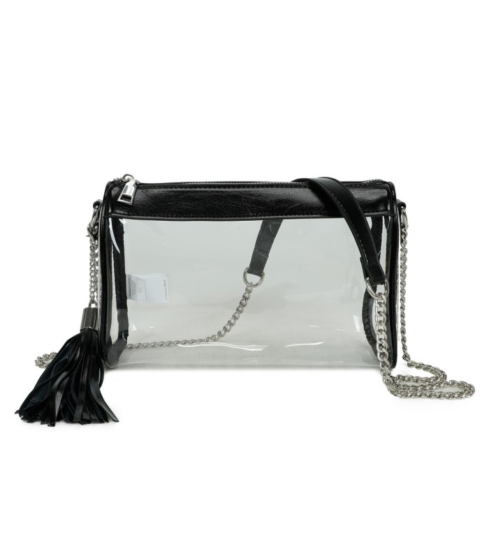 T11831 - Bolso transparente con borla y bandolera