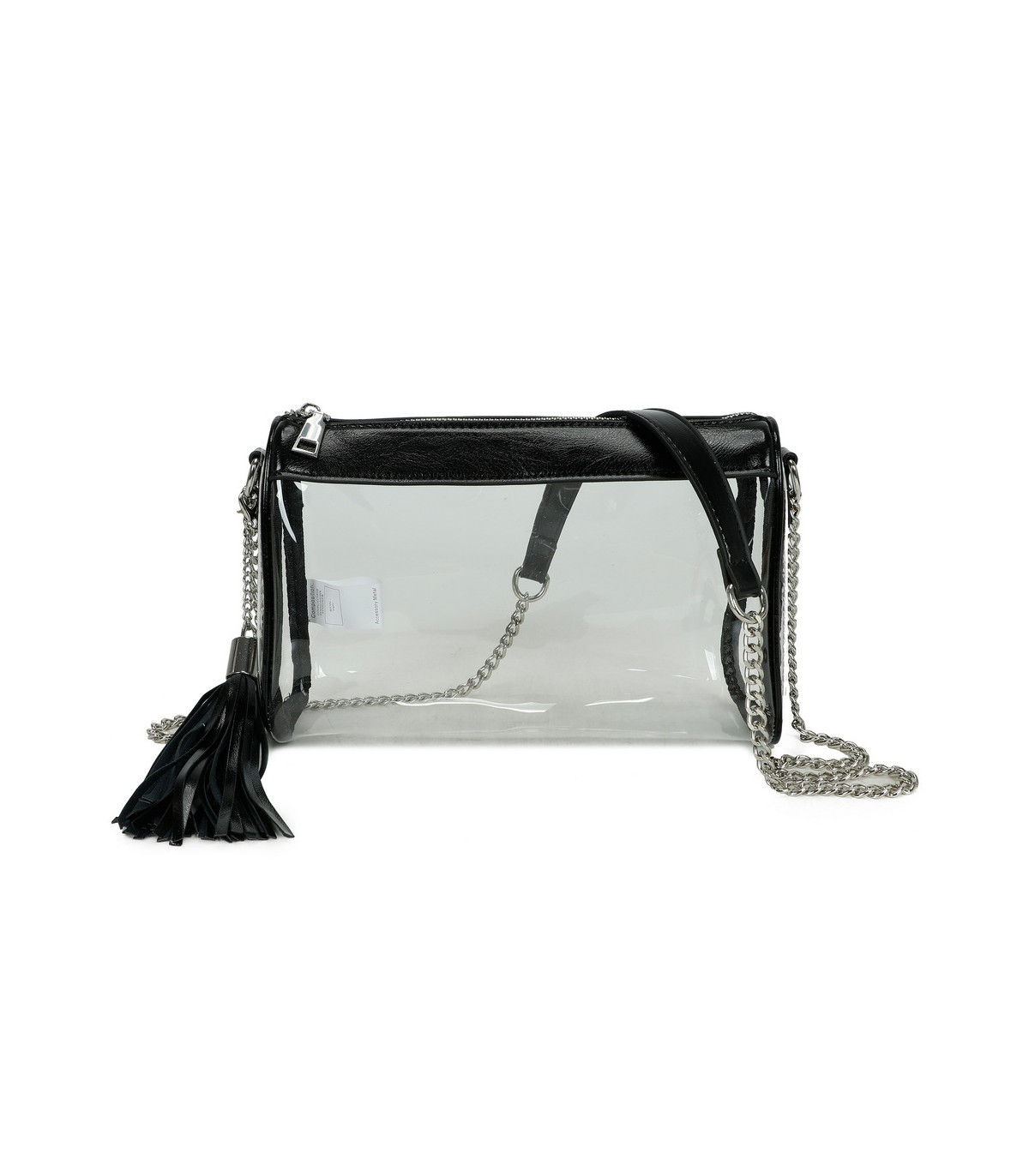 T11831 - Bolso transparente con borla y bandolera