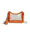 T11833 - Bolso transparente con bandolera de cadena borla a juego