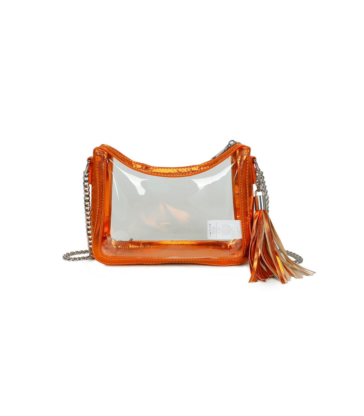 T11833 - Bolso transparente con bandolera de cadena borla a juego