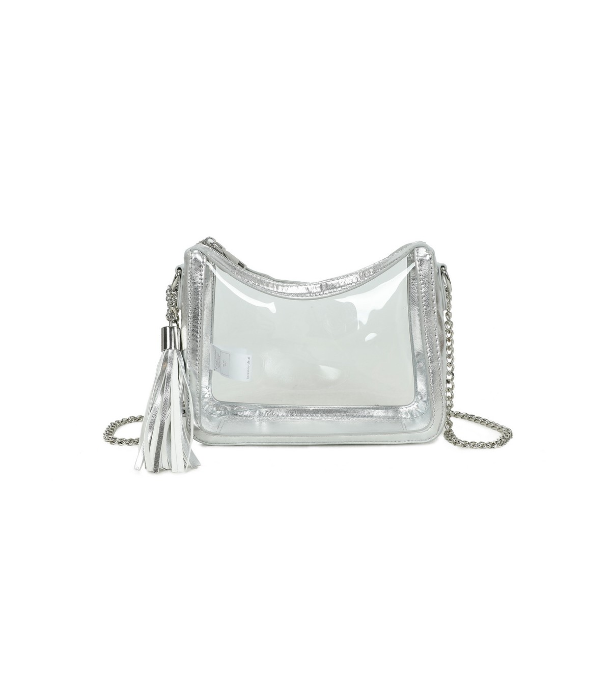 T11833 - Bolso transparente con bandolera de cadena borla a juego