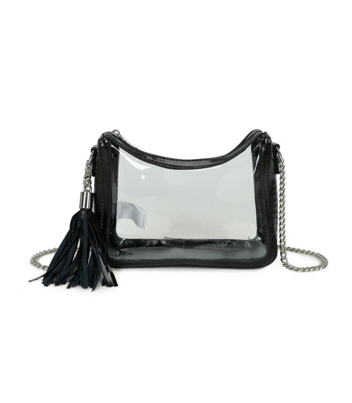T11833 - Bolso transparente con bandolera de cadena borla a juego