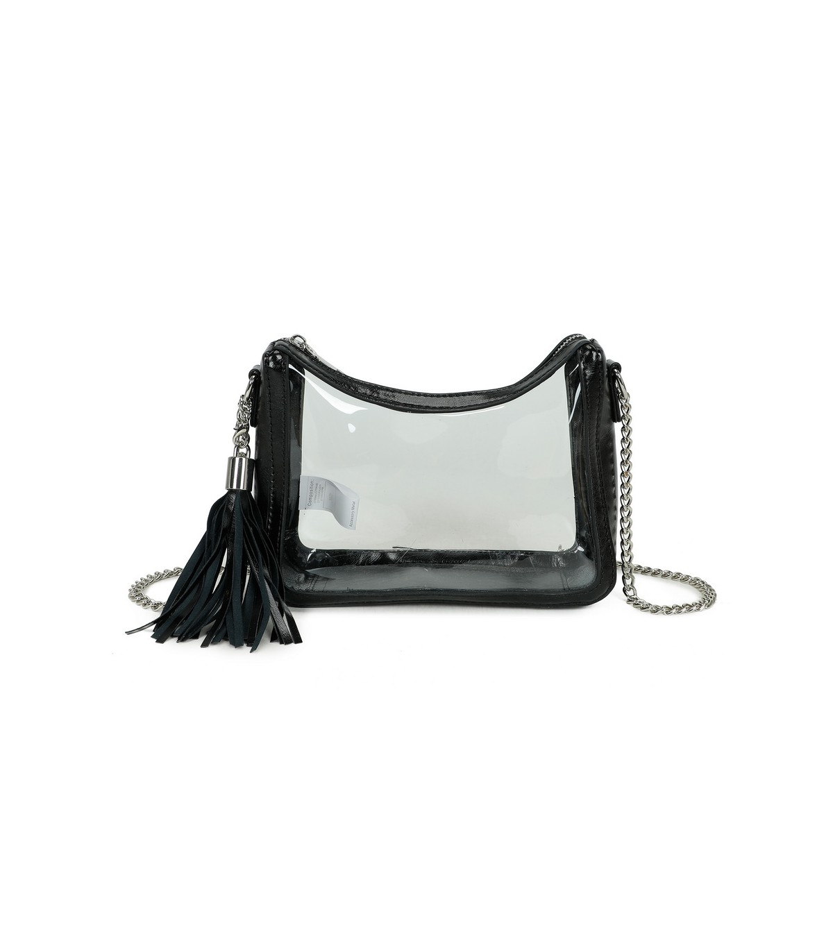 T11833 - Bolso transparente con bandolera de cadena borla a juego