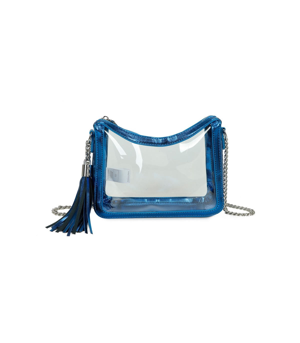 T11833 - Bolso transparente con bandolera de cadena borla a juego