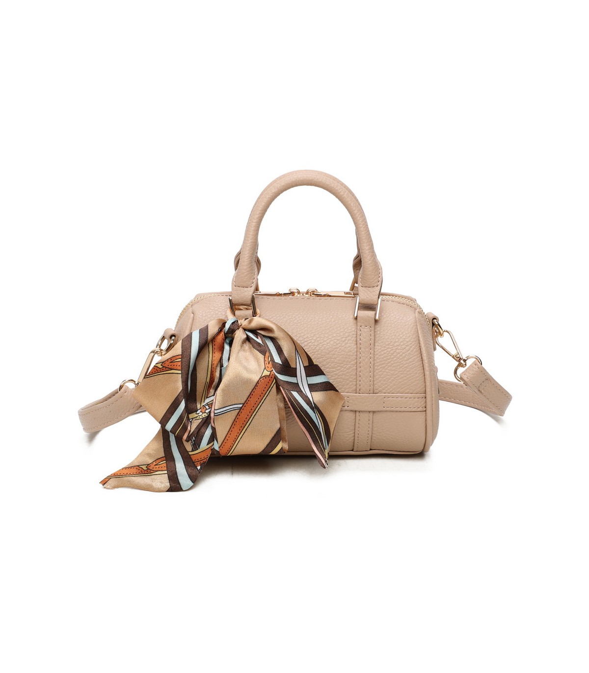 T11865 - Bolso con pañuelo de color con un gran compartimento