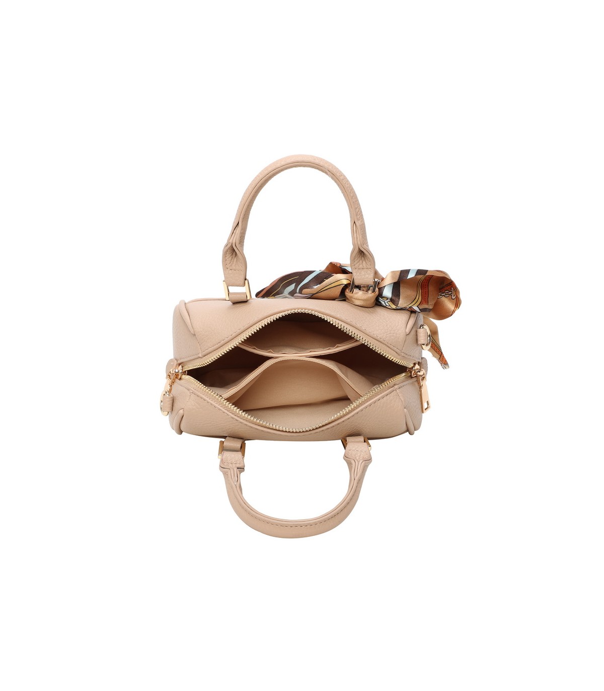 T11865 - Bolso con pañuelo de color con un gran compartimento