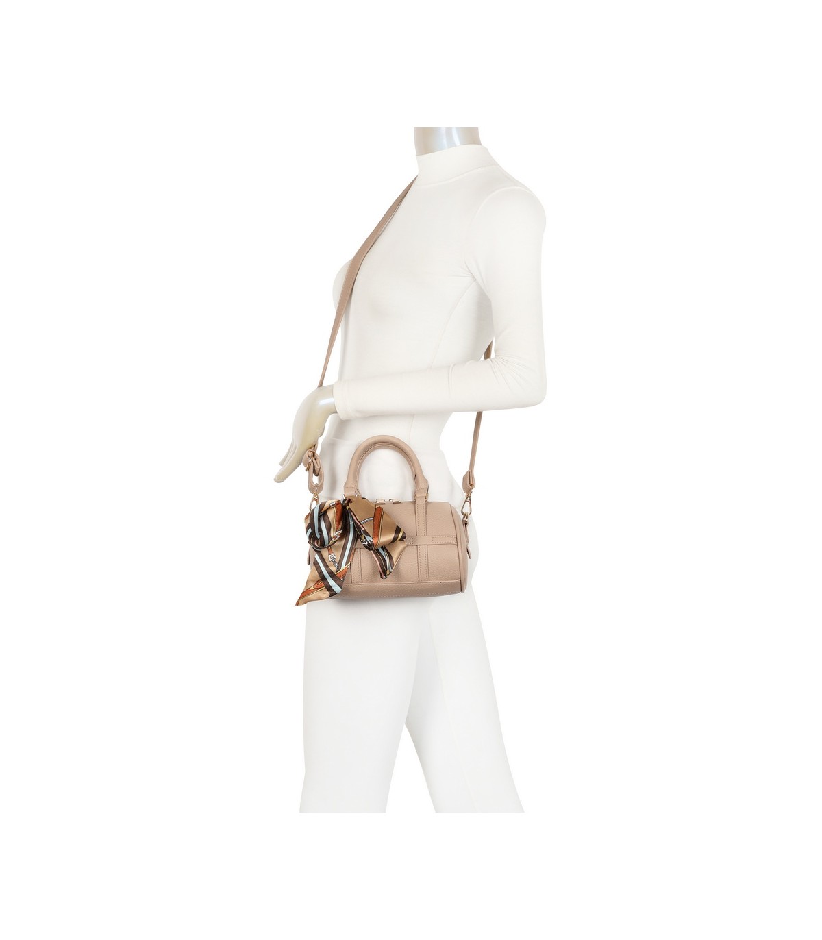 T11865 - Bolso con pañuelo de color con un gran compartimento